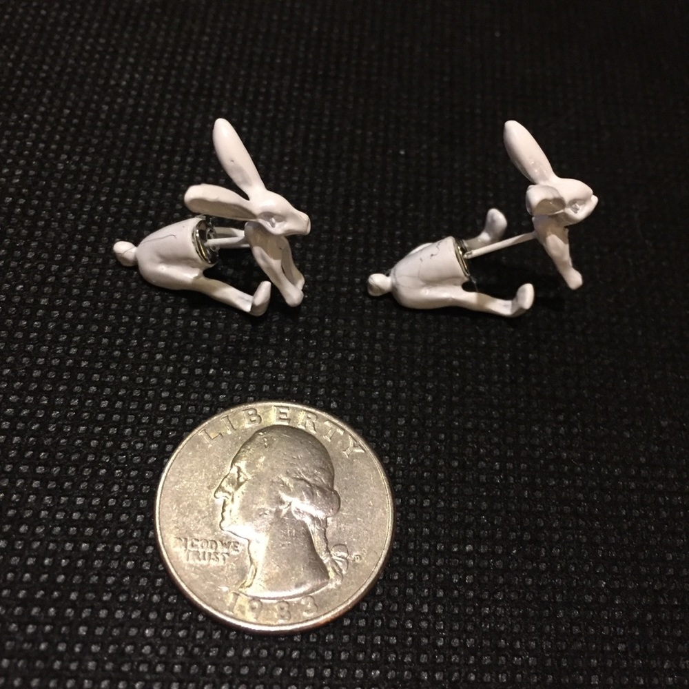 🐇 Cute bunny rabbit front and back stud jacket earrings 🐰 - Picture 6 of 10
